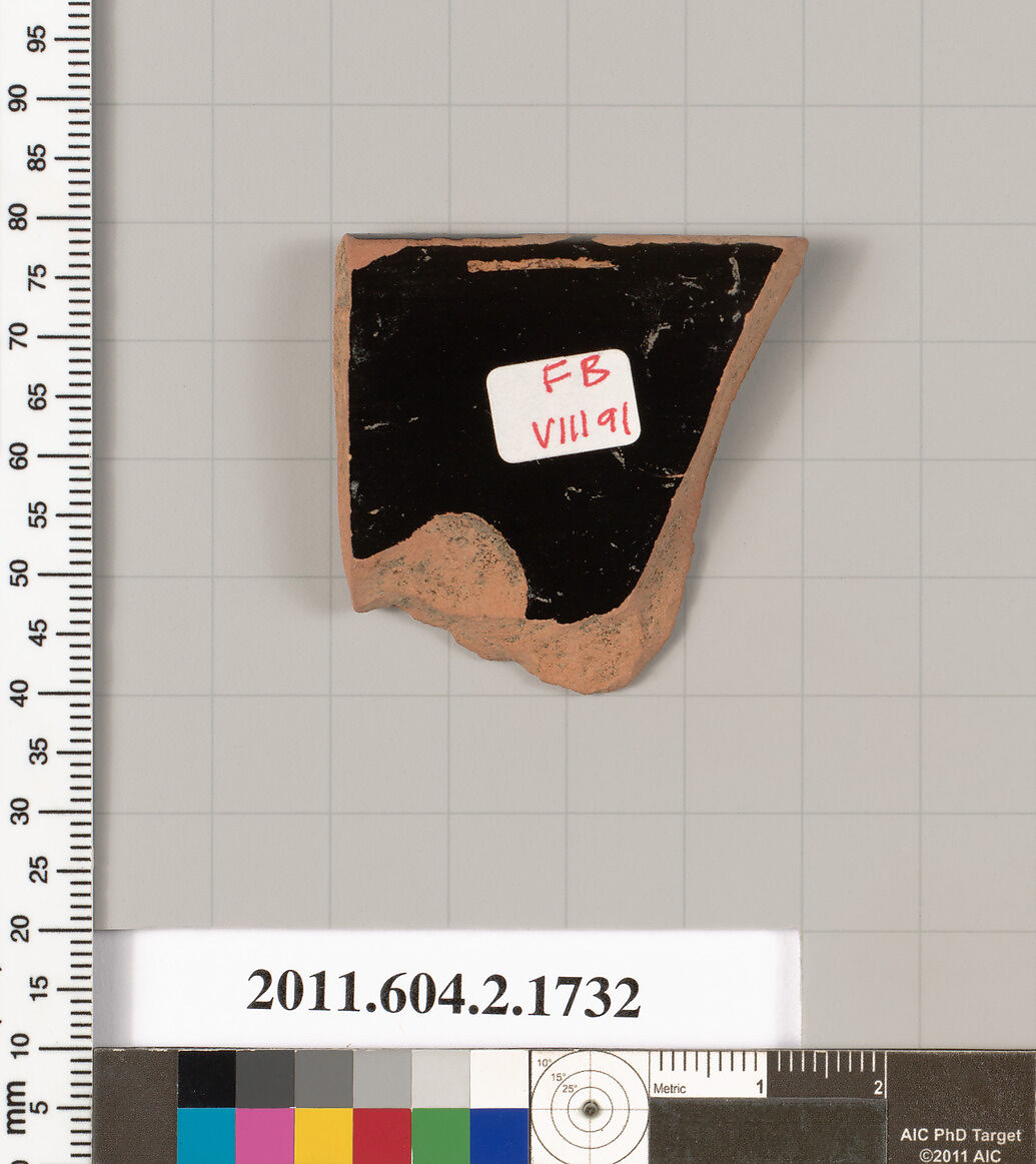 Terracotta rim fragment of a skyphos (deep drinking cup), Terracotta, Greek, Attic