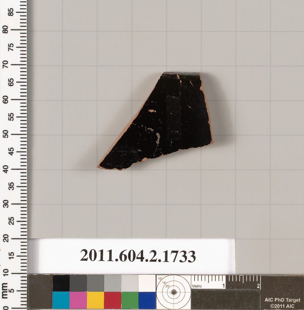 Terracotta rim fragment of a skyphos (deep drinking cup), Terracotta, Greek, Attic