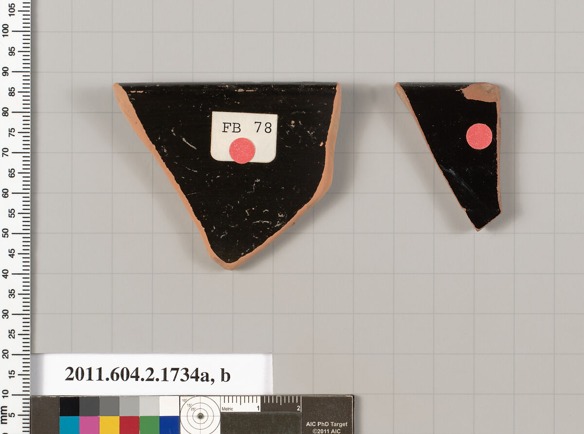 Terracotta rim fragments of skyphoi (deep drinking cups), Terracotta, Greek, Attic