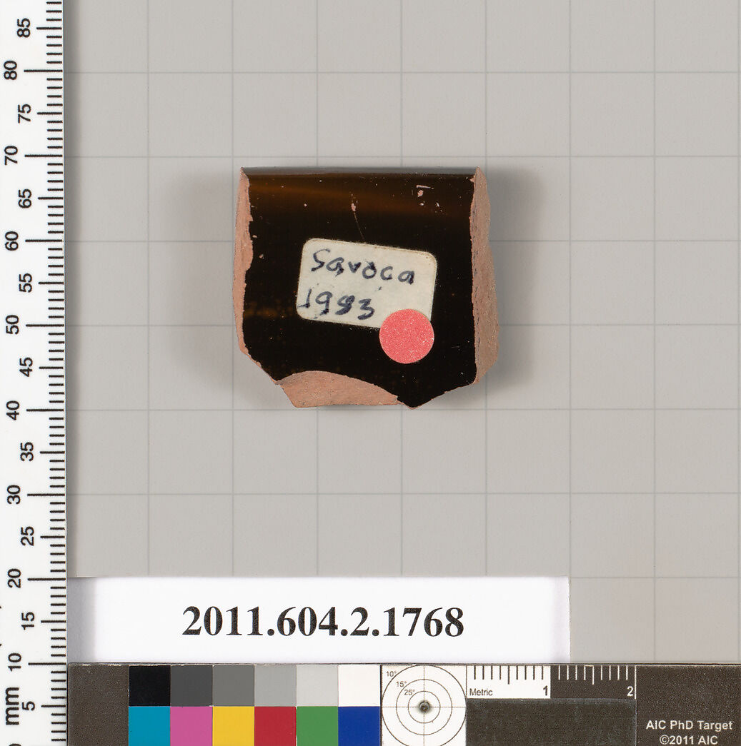 Terracotta rim fragment of a skyphos (deep drinking cup), Terracotta, Greek, Attic