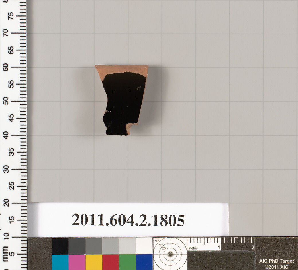 Terracotta rim fragment of a skyphos (deep drinking cup), Terracotta, Greek, Attic