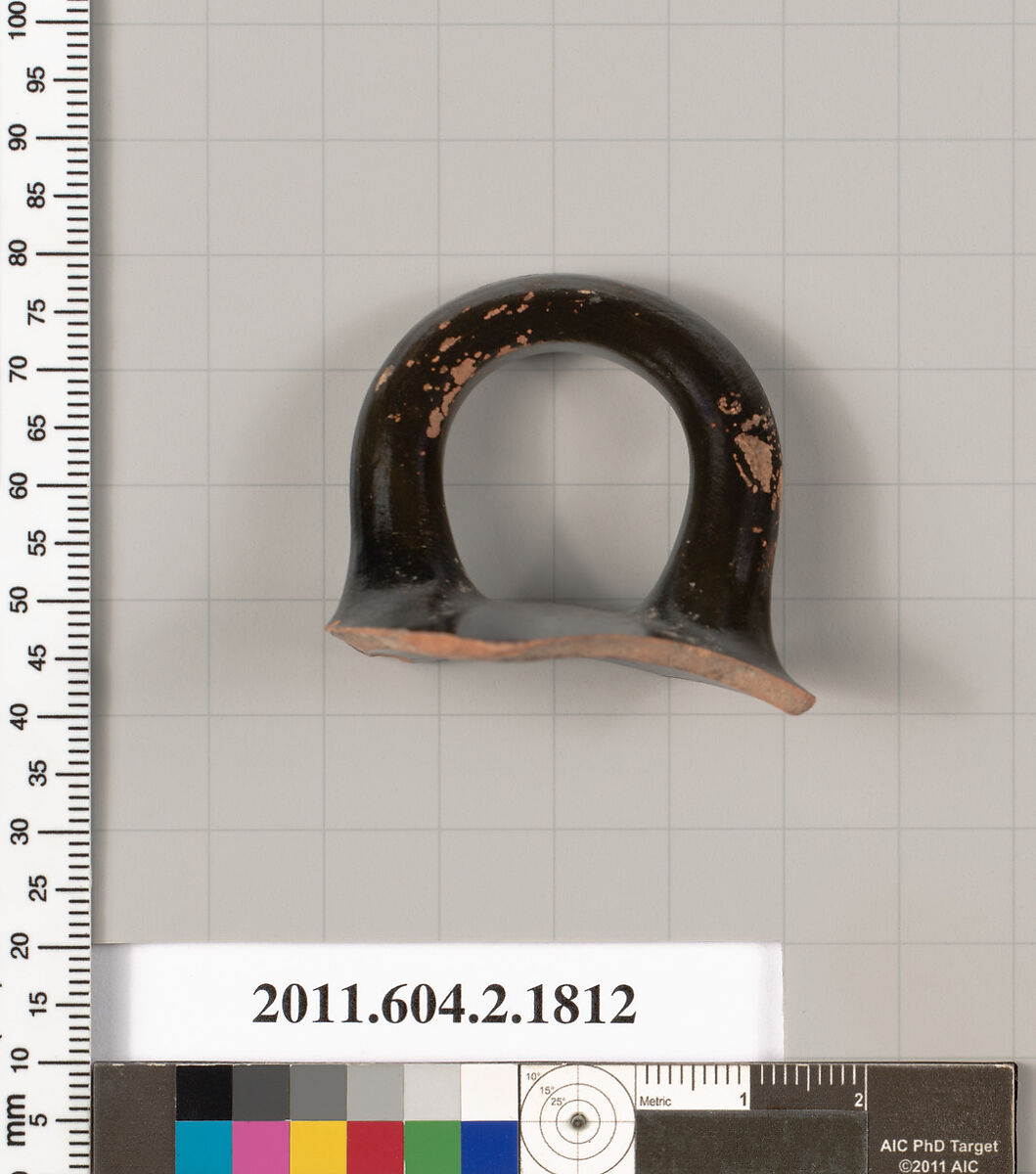 Terracotta rim fragment of a skyphos (deep drinking cup), Terracotta, Greek, Attic