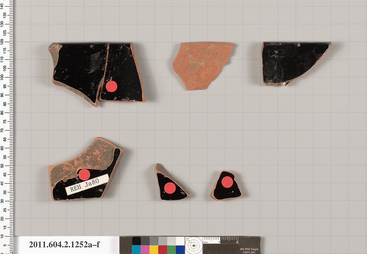 Terracotta fragments of a skyphos (deep drinking cup), Attributed to the Antiphon Painter [DvB], Terracotta, Greek, Attic