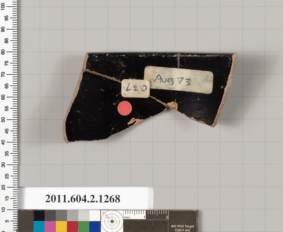 Terracotta rim fragment of a skyphos (deep drinking cup), Attributed to the Triptolemos Painter [Dyfri Williams], Terracotta, Greek, Attic