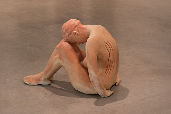 Untitled a.k.a. The Sitter, Kiki Smith (American, born Nuremberg, 1954), Wax, cheesecloth, wood and dye 