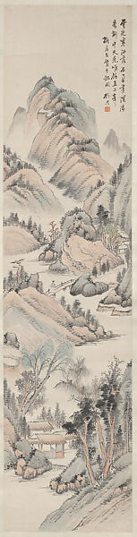 Landscape in the style of Ma Wan, Gu Yun (1835–1896), Hanging scroll; ink on paper, China 