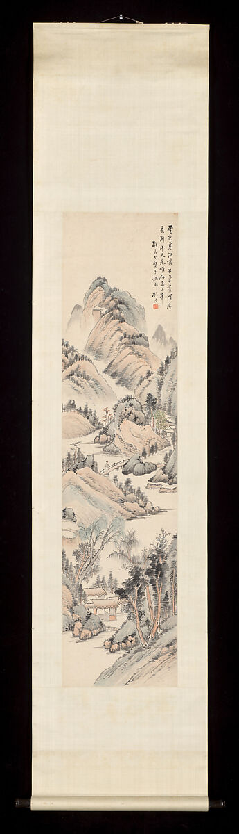 Landscape in the style of Ma Wan, Gu Yun (1835–1896), Hanging scroll; ink on paper, China