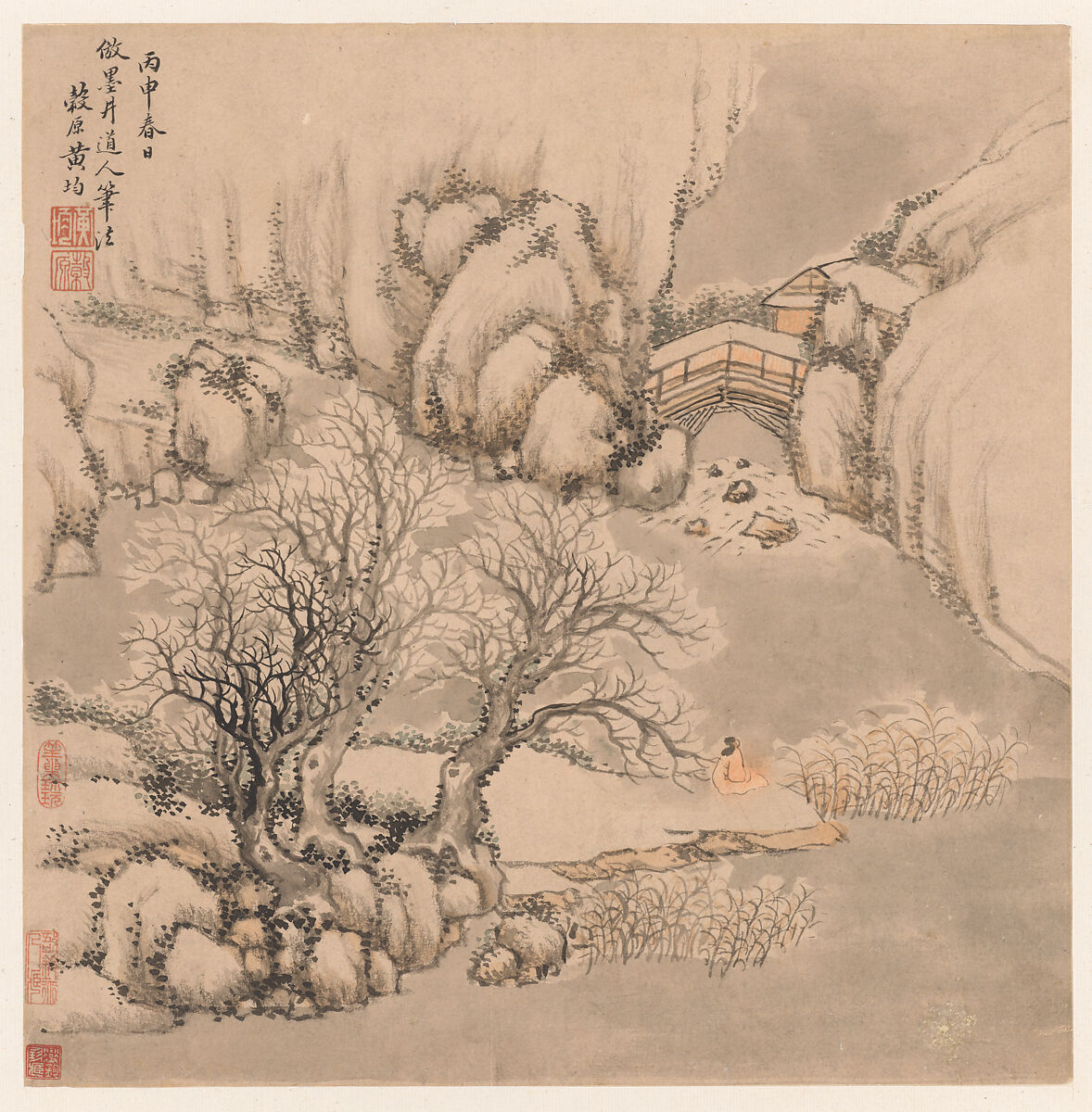 Landscapes after old masters, Huang Jun (Chinese, 1775–1850), Album of eight leaves; ink and color on paper, China