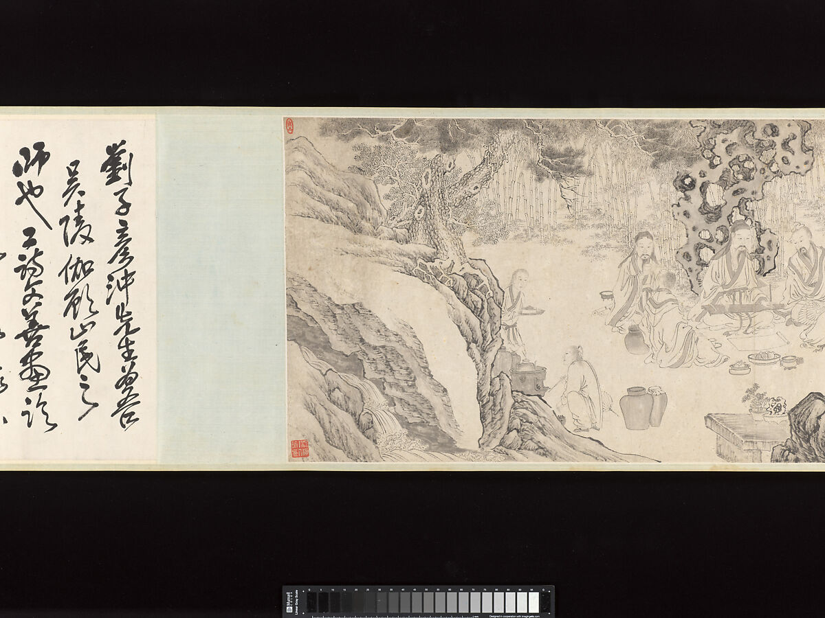 Seven Sages of the Bamboo Grove, Liu Yanchong (Chinese, 1808–1847), Handscroll; ink on paper, China