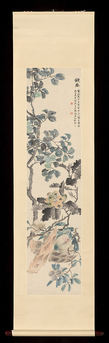 Flowers, Lu Hui (Chinese, 1851–1920), Hanging scroll; ink and color on paper, China