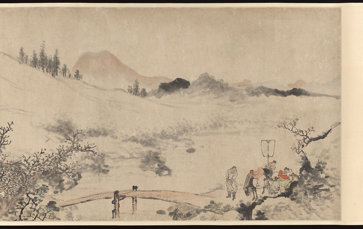 Three Visits to the Thatched Hut of Zhuge Liange, Su Liupeng (Chinese, 1791–1862), Handscroll; ink and color on paper, China
