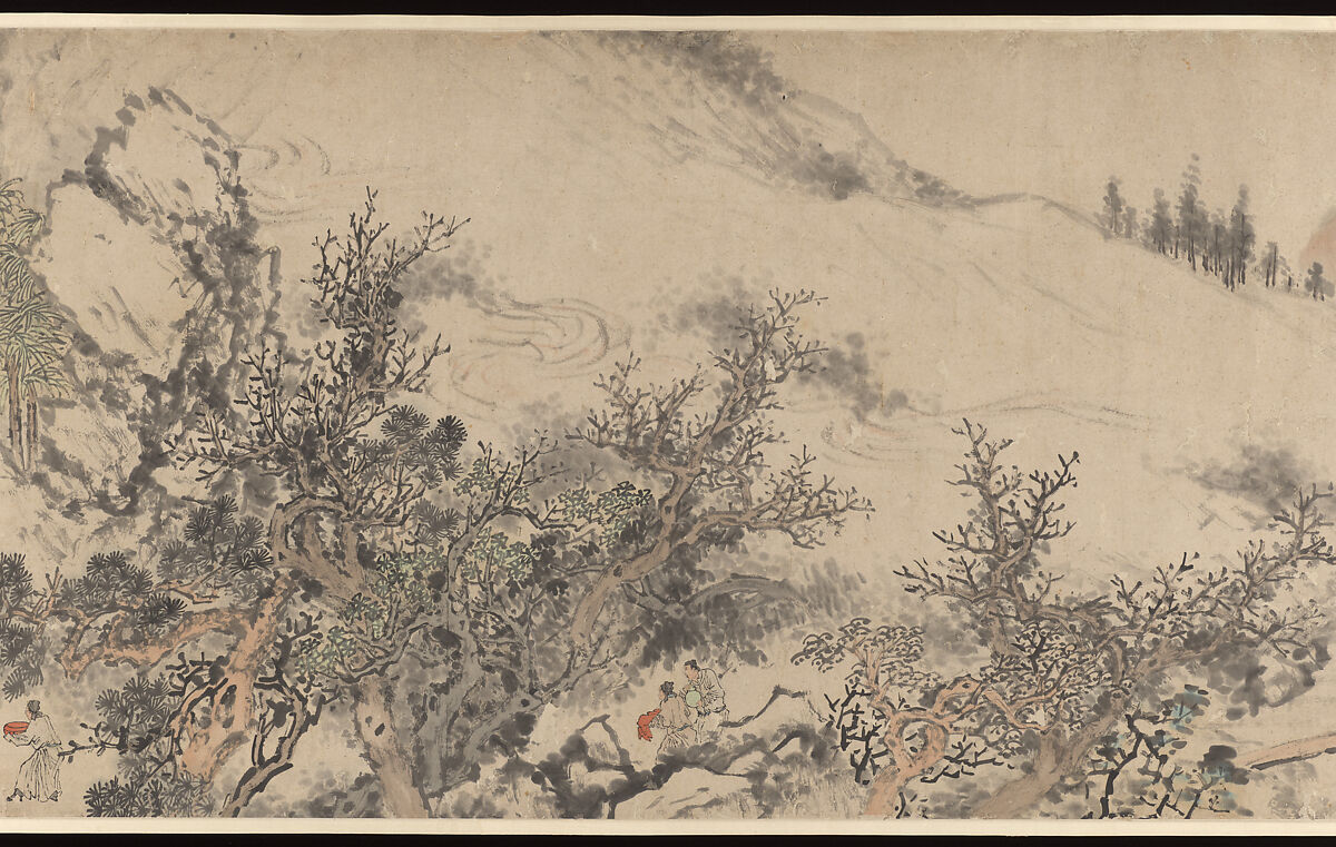Three Visits to the Thatched Hut of Zhuge Liange, Su Liupeng (Chinese, 1791–1862), Handscroll; ink and color on paper, China