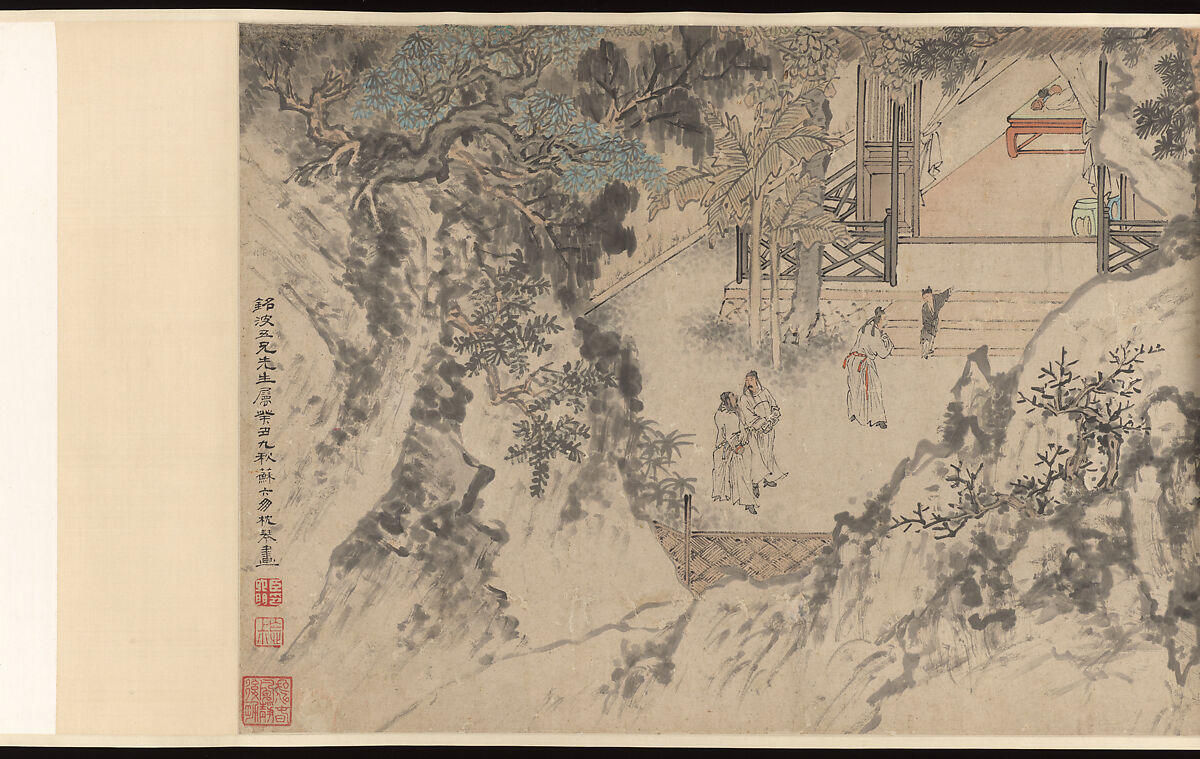 Three Visits to the Thatched Hut of Zhuge Liange, Su Liupeng (Chinese, 1791–1862), Handscroll; ink and color on paper, China