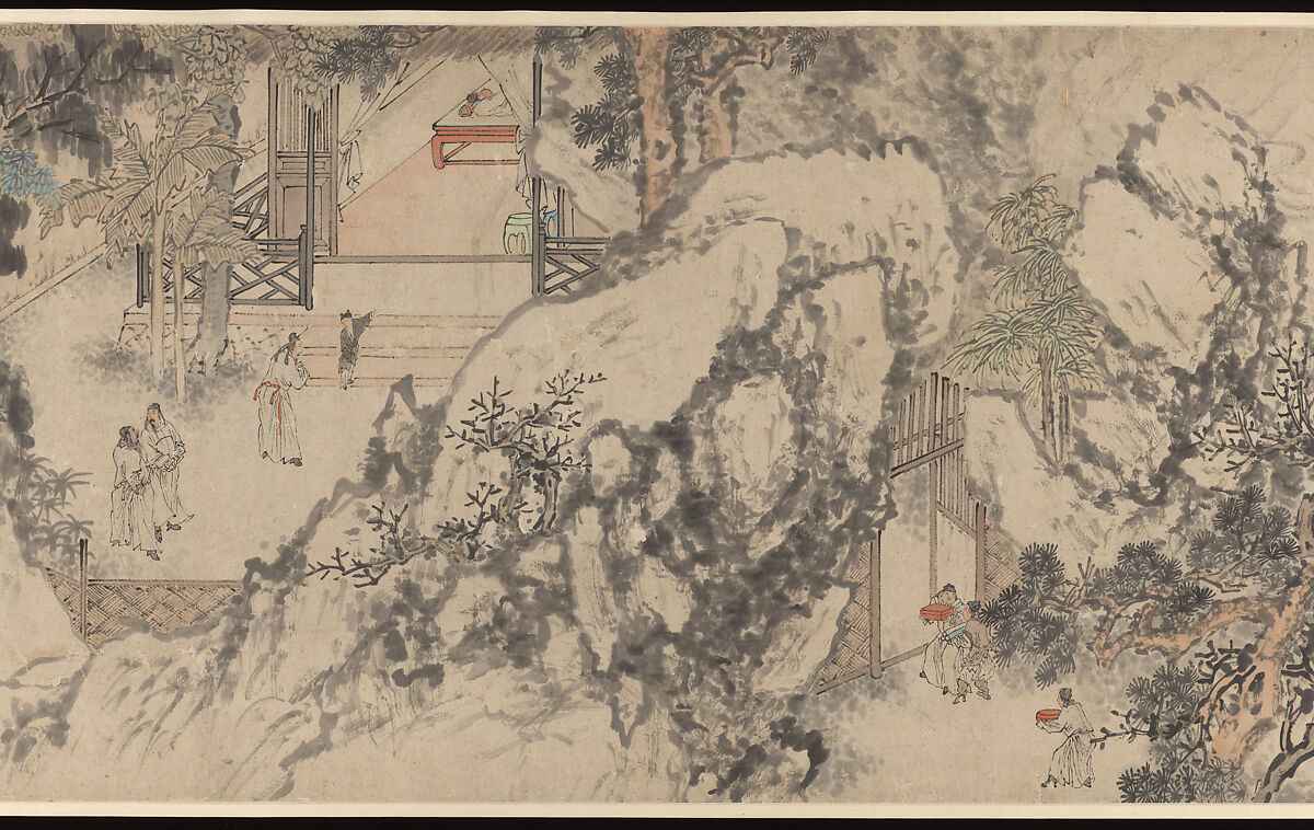 Three Visits to the Thatched Hut of Zhuge Liange, Su Liupeng (Chinese, 1791–1862), Handscroll; ink and color on paper, China