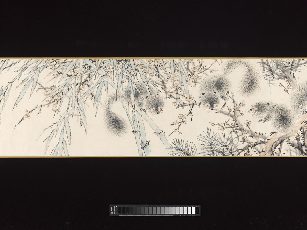 Three Friends, Xugu (Zhu Huairen) (Chinese, 1823–1896), Handscroll; ink and color on paper, China