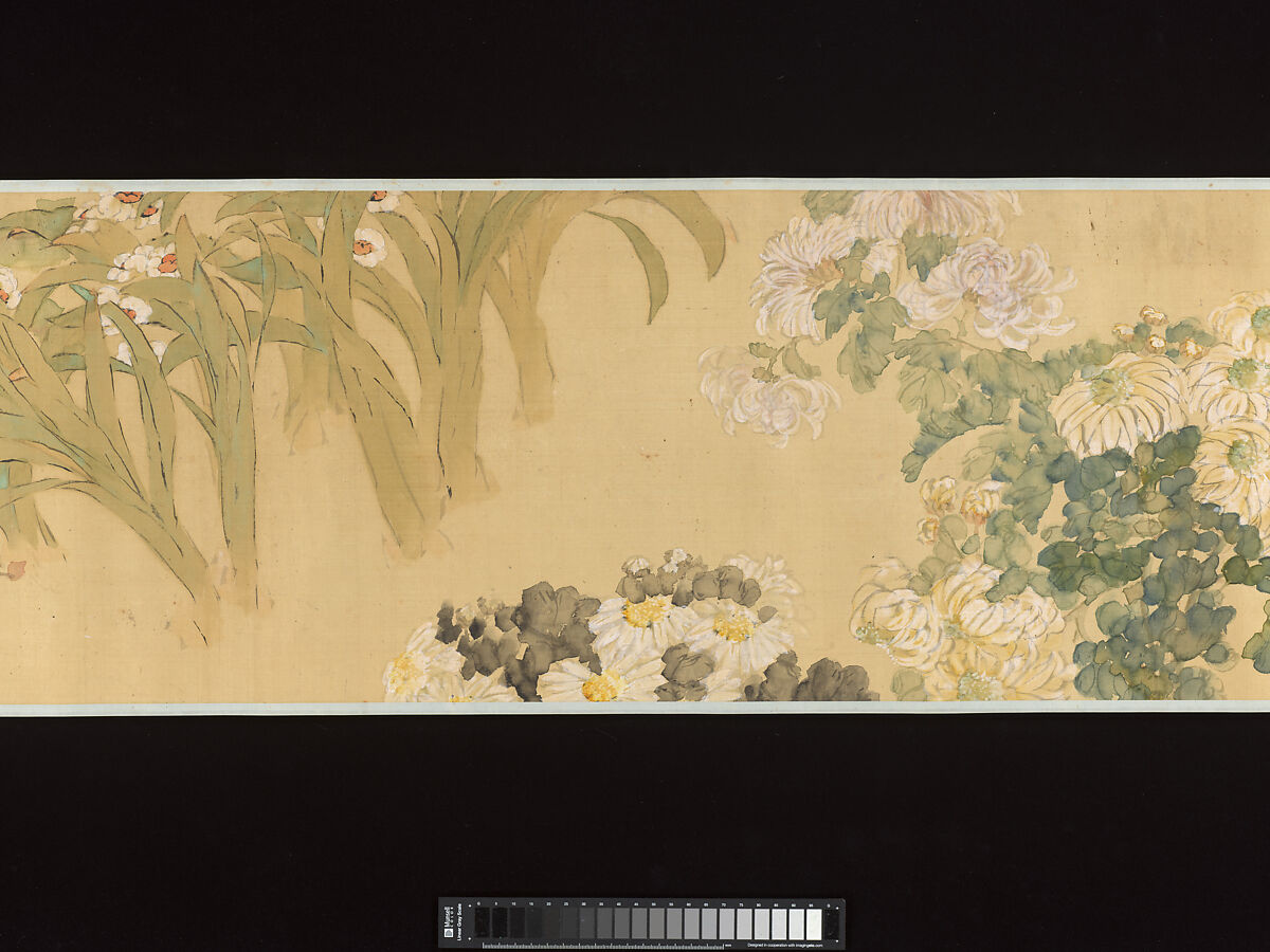 Rain of Flowers Through the Four Stages of Meditation, Xugu (Zhu Huairen) (Chinese, 1823–1896), Handscroll; ink  and color on silk, China