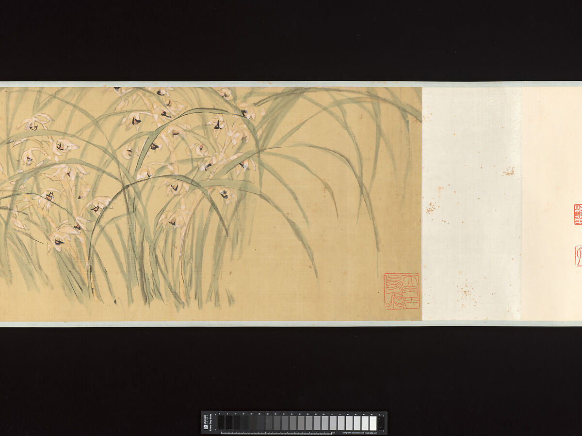 Rain of Flowers Through the Four Stages of Meditation, Xugu (Zhu Huairen) (Chinese, 1823–1896), Handscroll; ink  and color on silk, China