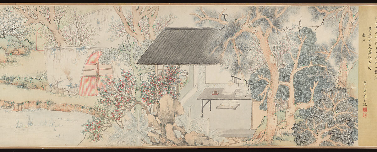 Dreaming of Flowers, Zhai Jichang (Chinese, 1770–1820), Handscroll; ink and color on paper, China