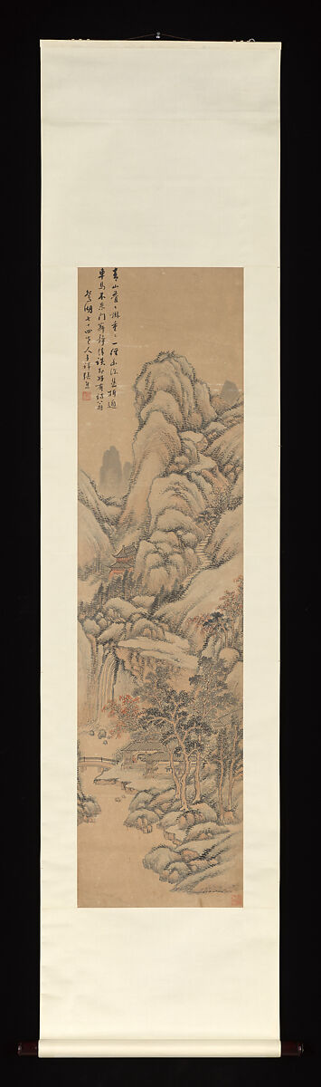 Landscape, Zhang Xiong (Chinese, 1803–1886), Hanging scroll; ink and color on paper, China