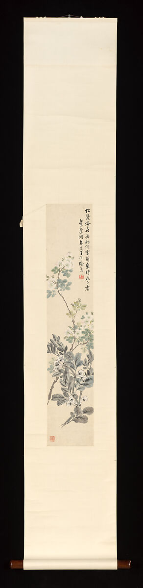 Flowers, Zhang Xiong (Chinese, 1803–1886), Hanging scroll; ink and color on paper, China