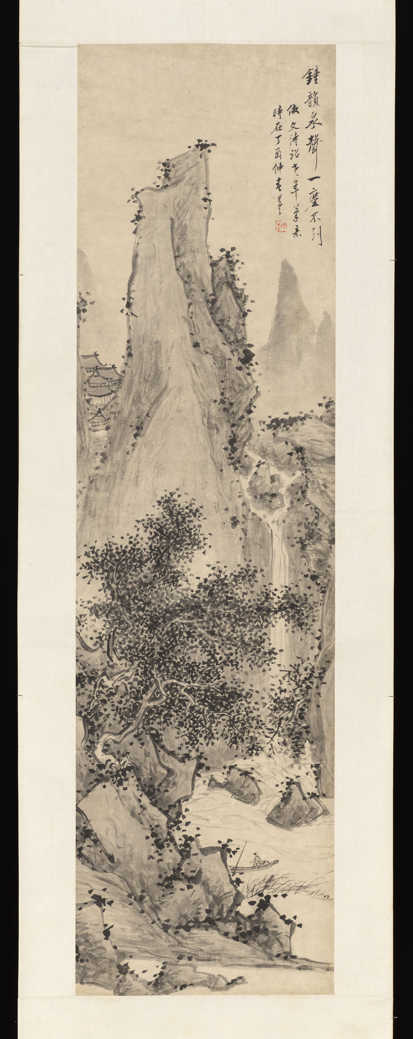 Zhu Angzhi - Listening to the waterfall from a moored boat, in the