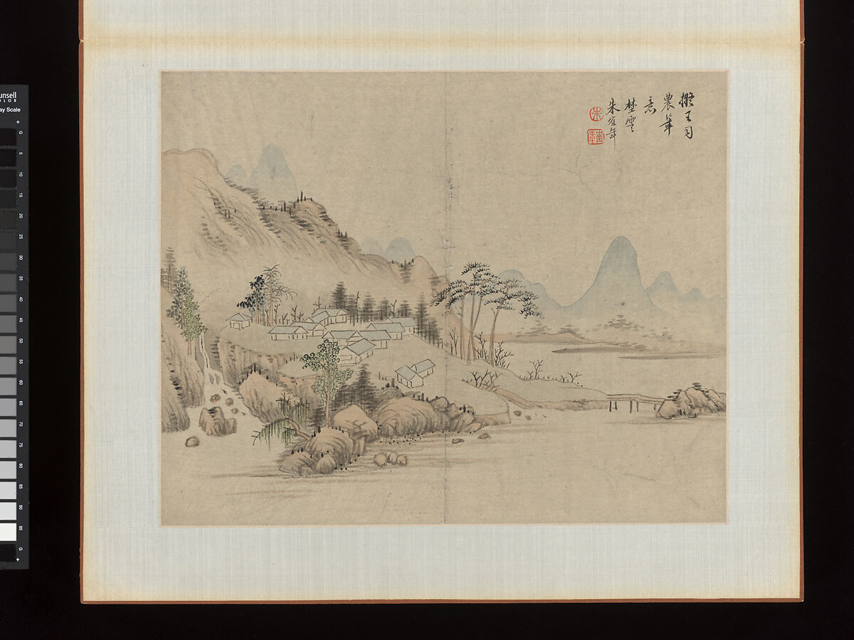Landscapes, Zhu Henian (Chinese, 1760–1844), Album; ink and color on paper, China