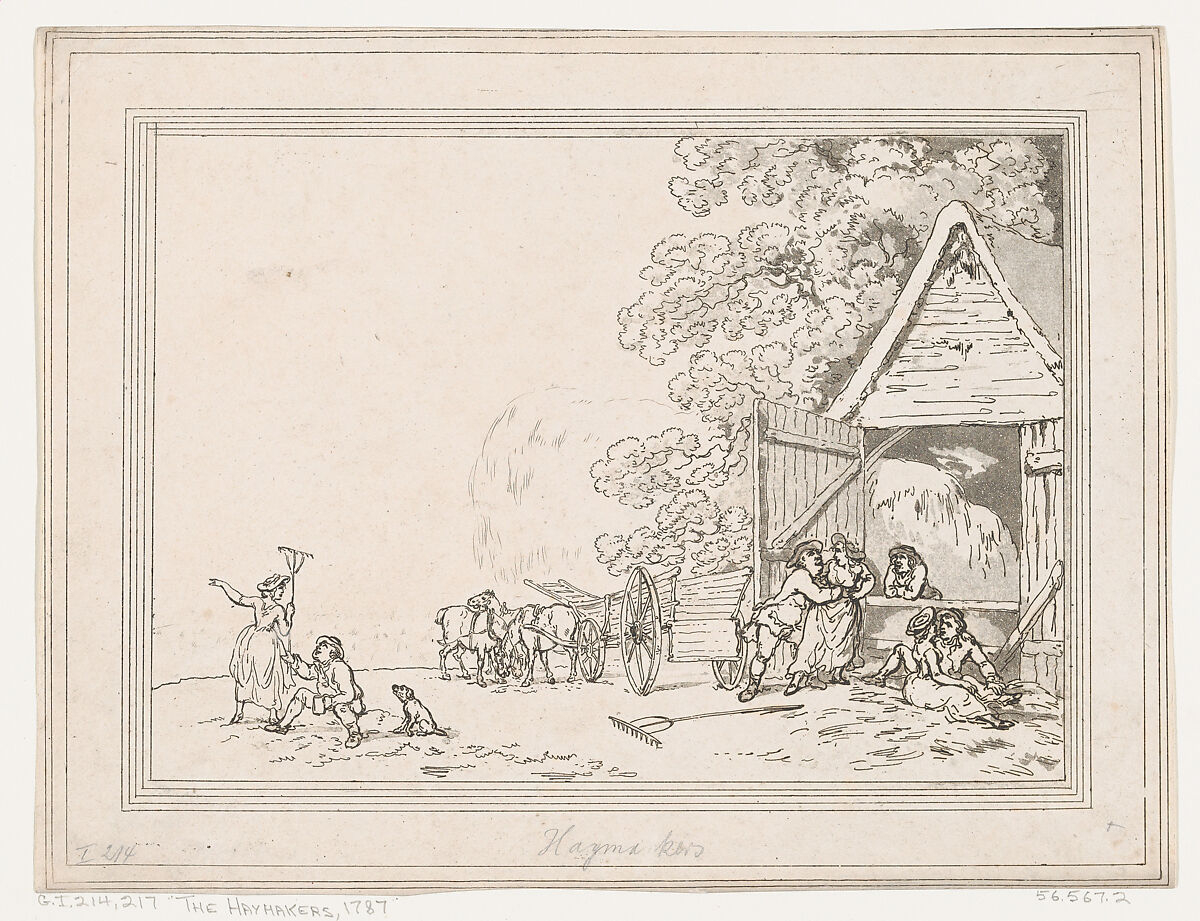 The Haymakers, Thomas Rowlandson (British, London 1757–1827 London), Etching and aquatint 