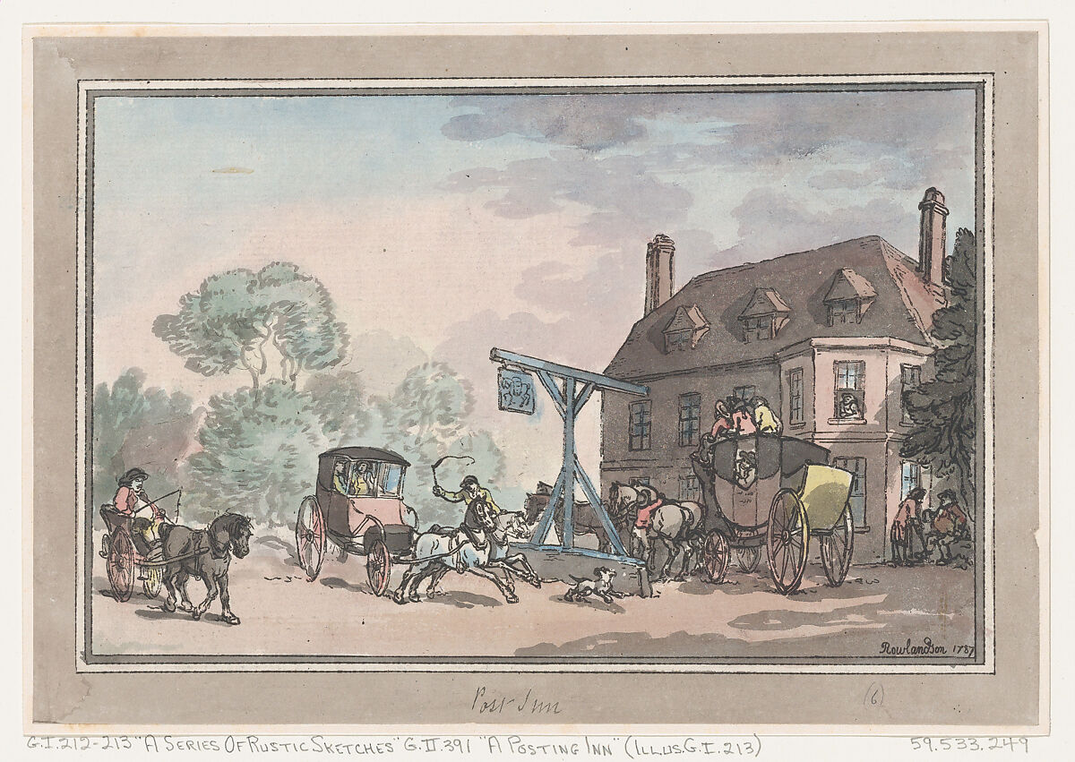 A Posting Inn, Thomas Rowlandson (British, London 1757–1827 London), Etching and aquatint 