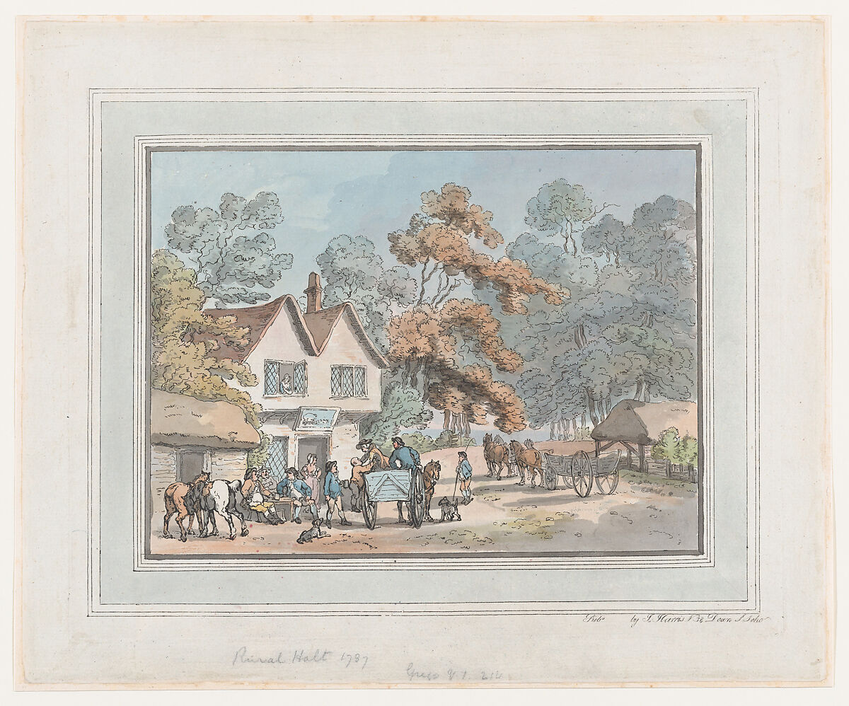 Rural Halt, Thomas Rowlandson (British, London 1757–1827 London), Etching and aquatint 