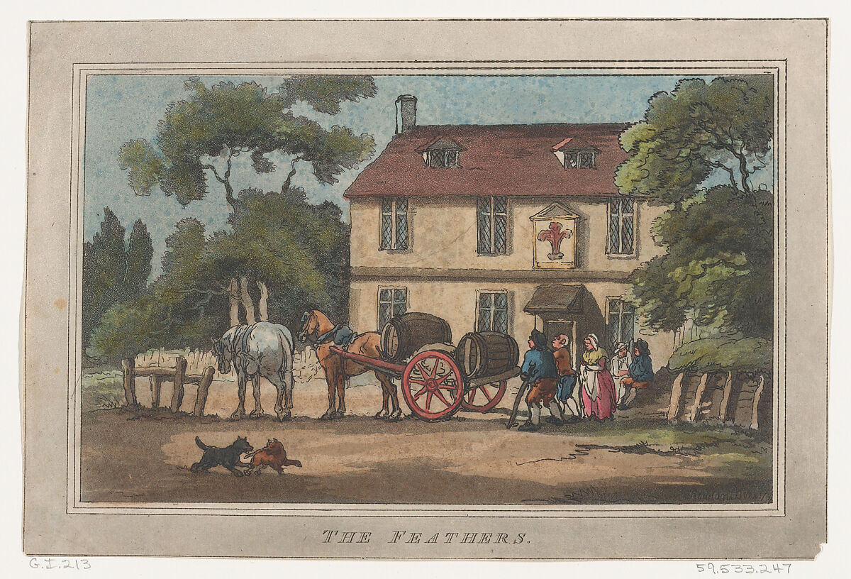 The Feathers, Thomas Rowlandson (British, London 1757–1827 London), Etching and aquatint 