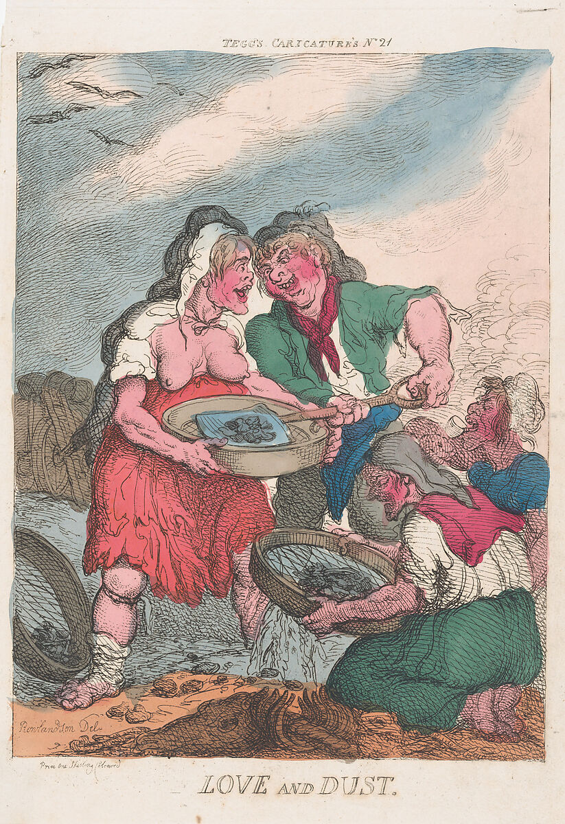 Love and Dust, Thomas Rowlandson (British, London 1757–1827 London), Hand-colored etching 