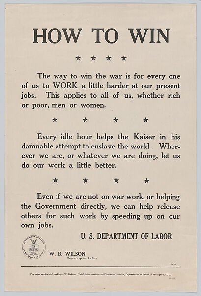 How to win, United States Department of Labor, Commercial lithograph 