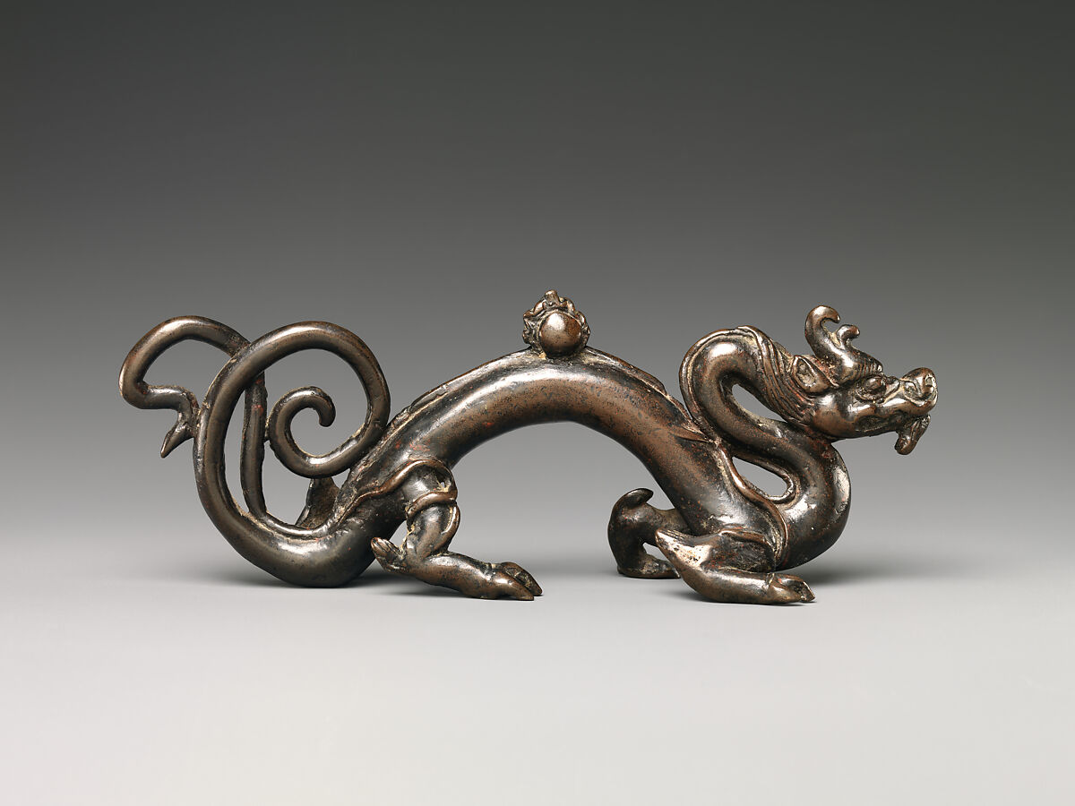 Brush rest in the shape of a dragon, Copper alloy, China