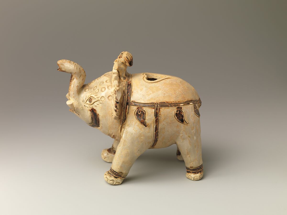 Ewer in the Form of an Elephant, Glazed pottery with incised and inlaid decoration, Vietnam