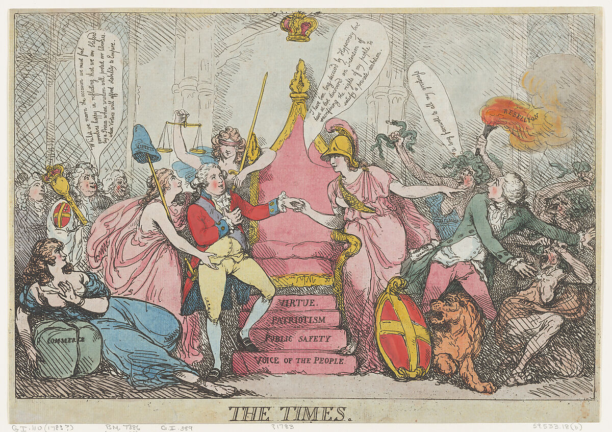The Times, Thomas Rowlandson (British, London 1757–1827 London), Hand-colored etching 