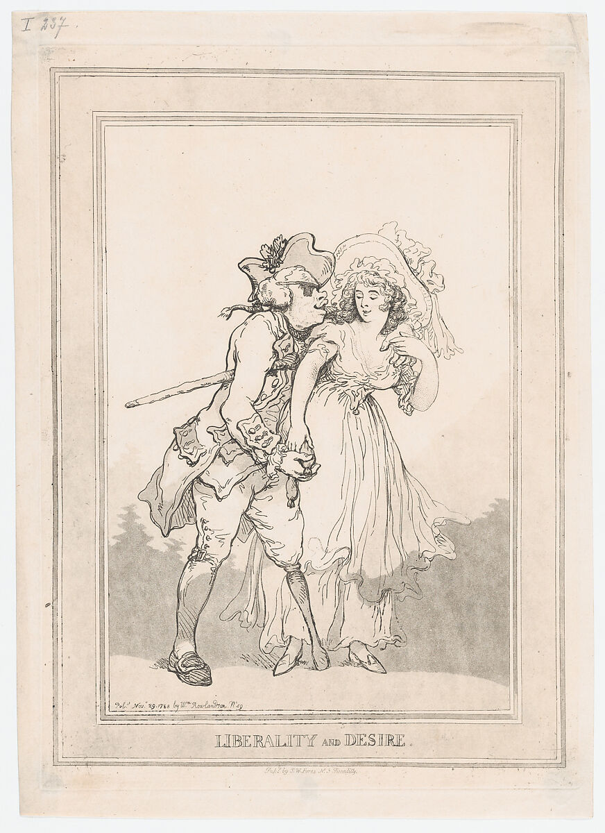 Liberality and Desire, Thomas Rowlandson (British, London 1757–1827 London), Etching and aquatint 