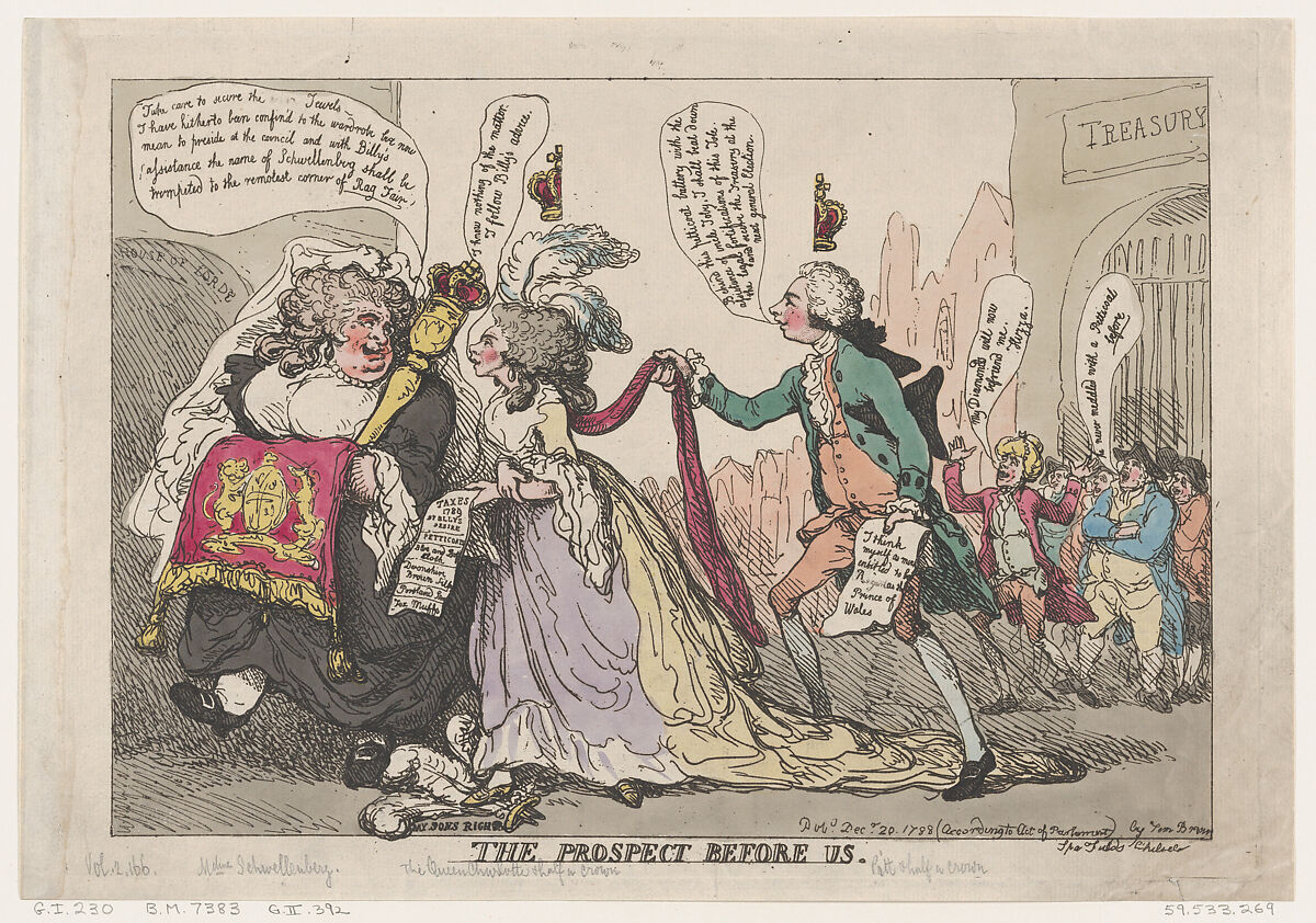 The Prospect Before Us, Thomas Rowlandson (British, London 1757–1827 London), Hand-colored etching 