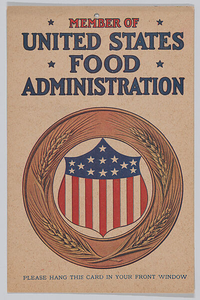 Member of the United States Food Administration, Issued by United States Food Administration, Commercial color lithograph 