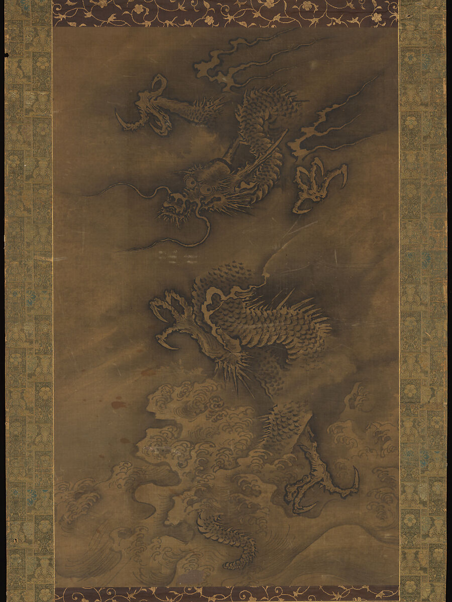 Dragon Amid Clouds and Waves, Unidentified artist Chinese, (active late 15th-early 16th c.), Hanging scroll; ink on silk, China 