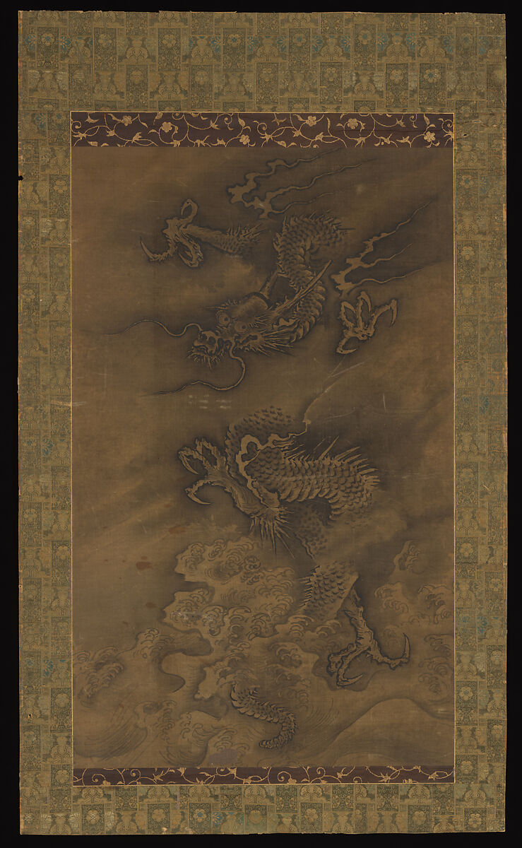 Dragon Amid Clouds and Waves, Unidentified artist Chinese, (active late 15th-early 16th c.), Hanging scroll; ink on silk, China