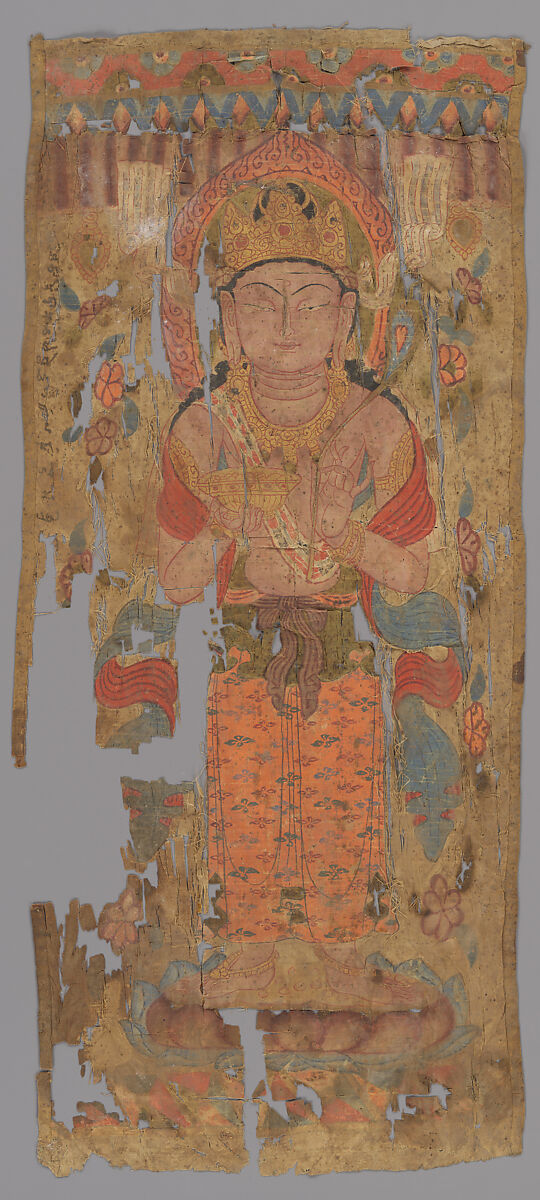 Banner with Bodhisattva, possibly Mahamayuri, Ink and pigment on silk, China (Dunhuang area, Gansu Province)