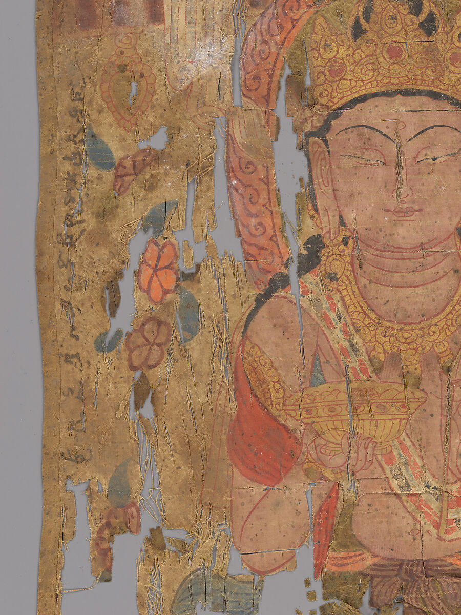 Banner with Bodhisattva, possibly Mahamayuri, Ink and pigment on silk, China (Dunhuang area, Gansu Province)