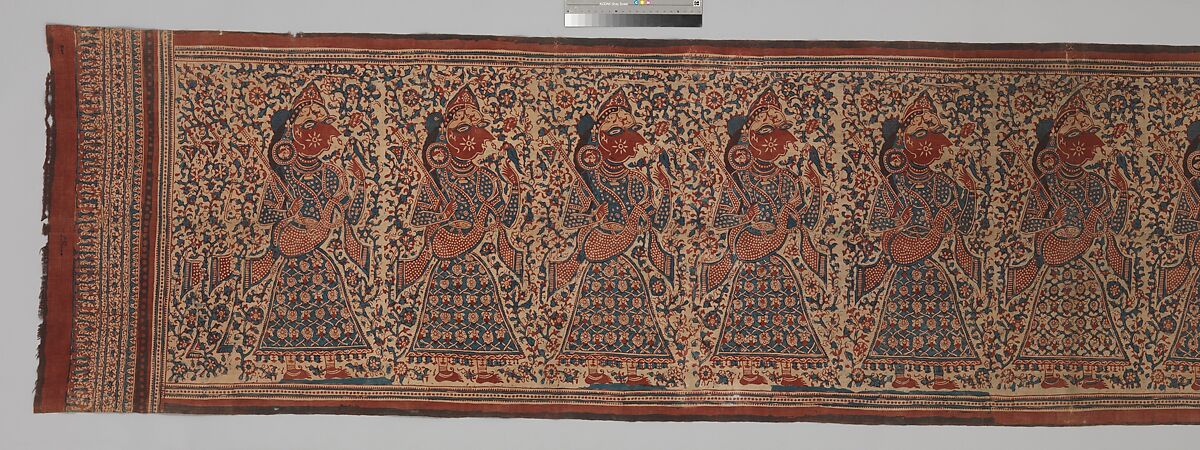 Painted Textile Depicting Celestial Musicians, Block-printed plain-weave cotton (mordant- and resist-dyed), India (Gujarat)