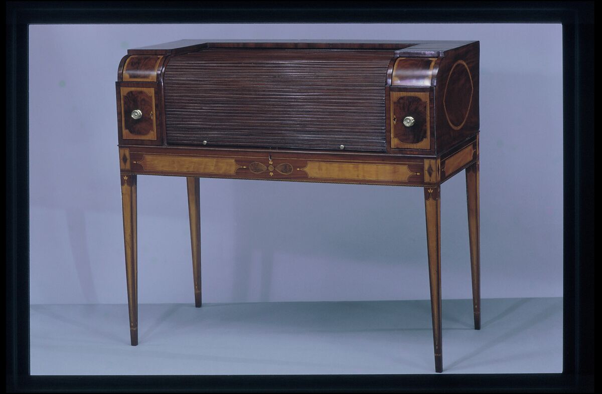 Serving Table, Mahogany, satinwood, ebony, marble, tulip poplar, pine, American 