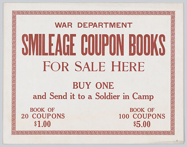 Smileage coupon books for sale here, Anonymous, American, 20th century, Commercial color lithograph 