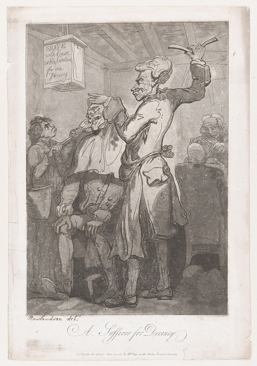 A Sufferer for Decency, Thomas Rowlandson (British, London 1757–1827 London), Etching and aquatint 