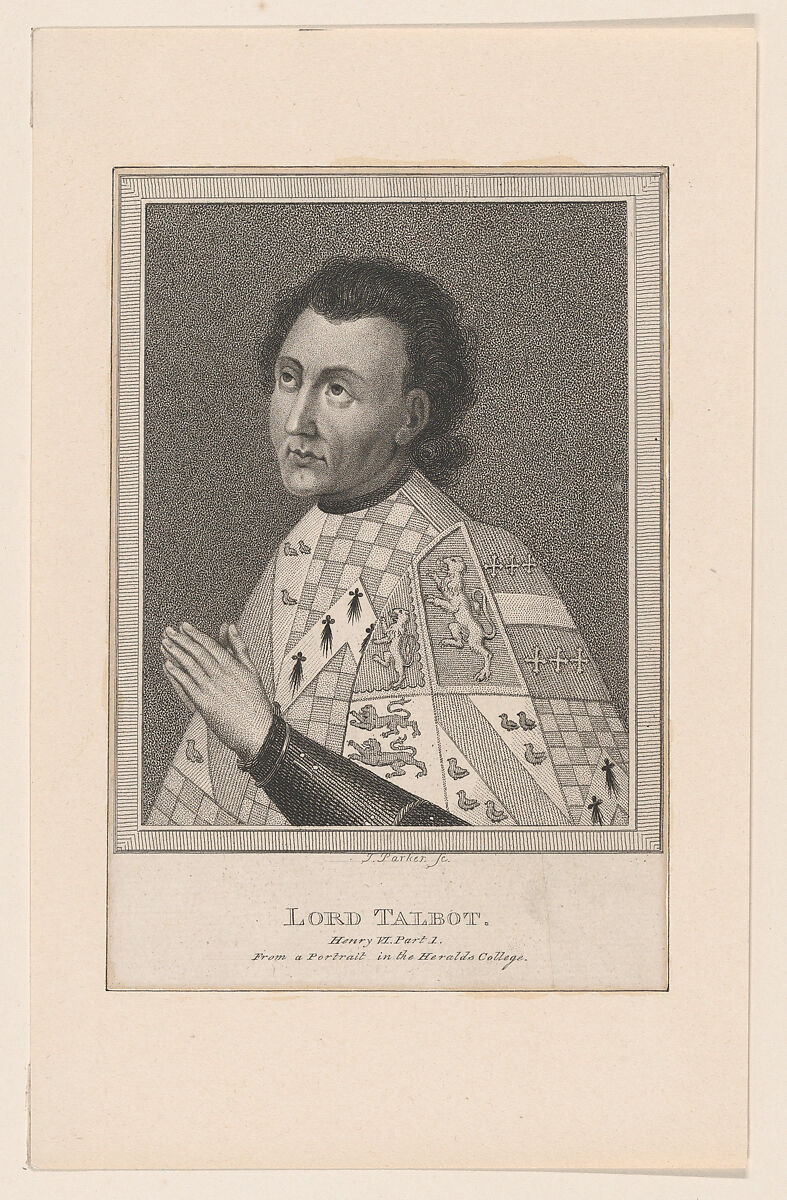 John Talbot, 1st Earl of Shrewsbury and 1st Earl of Waterford, James Parker (British, London 1750–1805 London), Etching and stipple engraving 