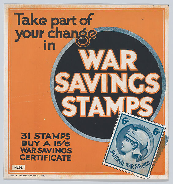 Take part of your change in war savings stamps, Anonymous, American, 20th century, Commercial color lithograph 