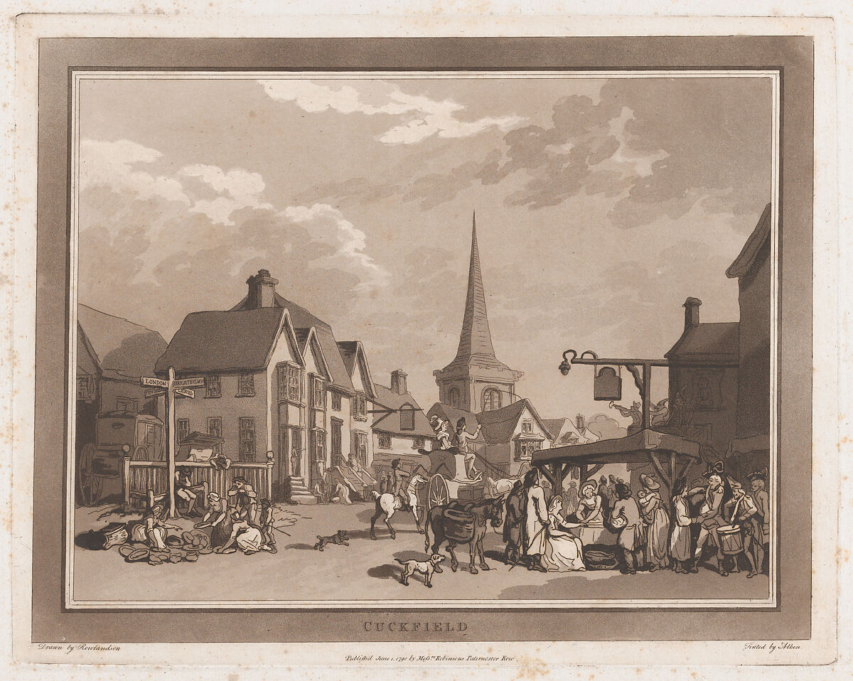 Cuckfield (An Excursion to Brighthelmstone), Drawn and etched by Thomas Rowlandson (British, London 1757–1827 London), Etching and aquatint 