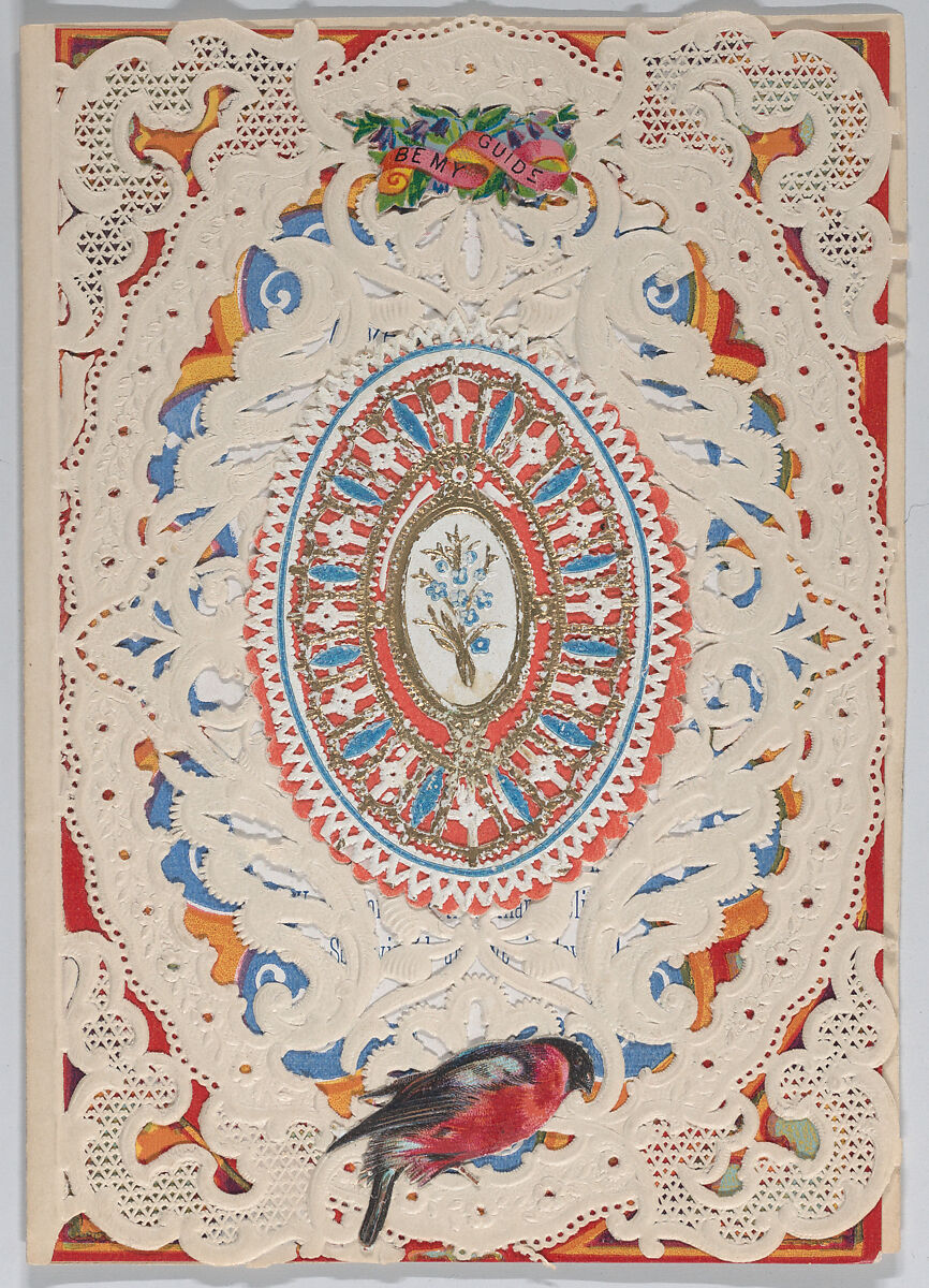 Valentine, Anonymous, Cameo-embossed open-work lace paper, chromolithography 